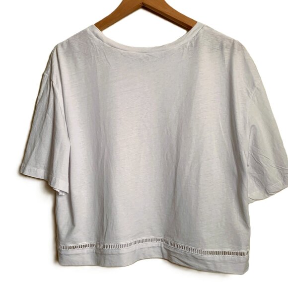 ZARA White Boxy Crop Tee – Size L - Picture 2 of 5